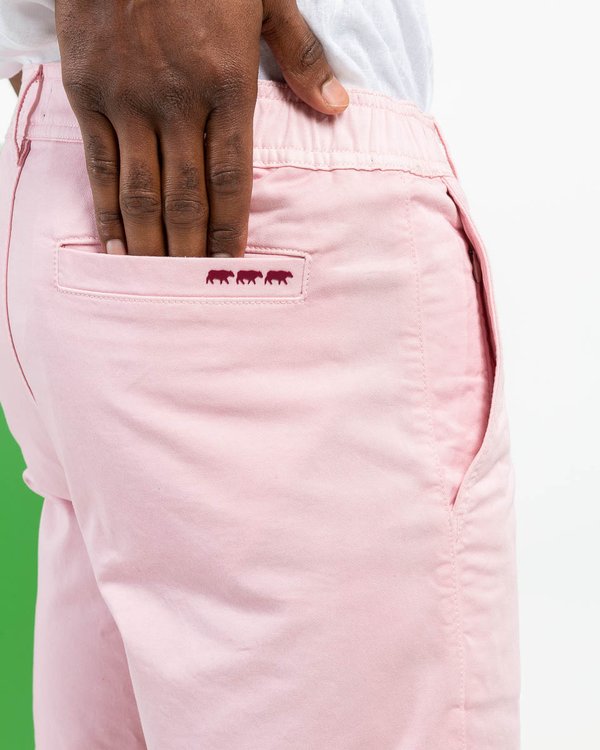 Bermuda chino uni taille élastique en coton rose