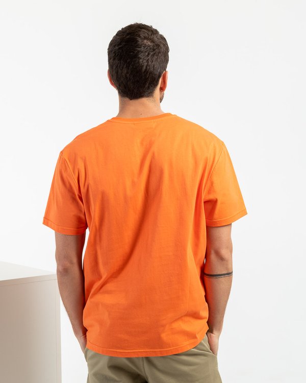T-shirt uni col V boutonné regular fit en coton bleu