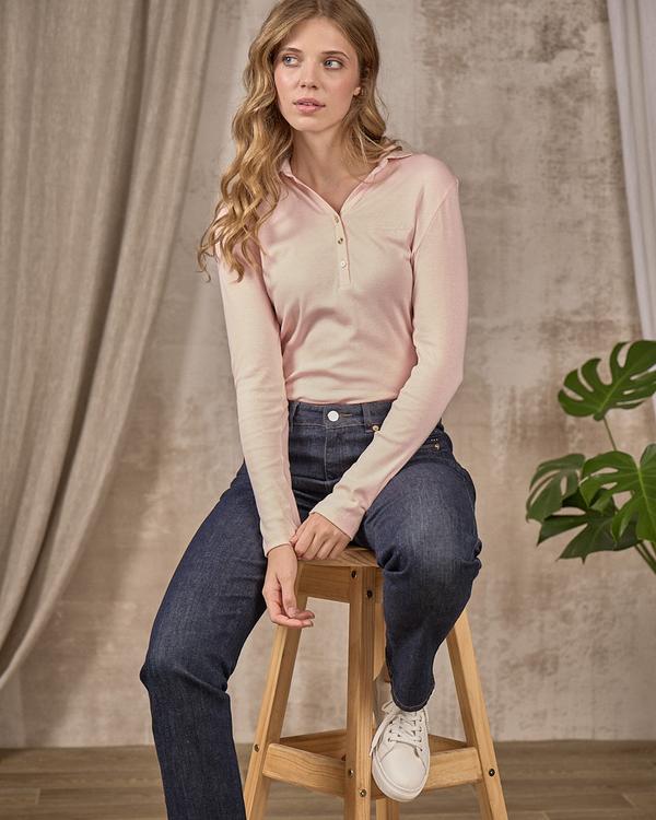 Polo manches longues rose