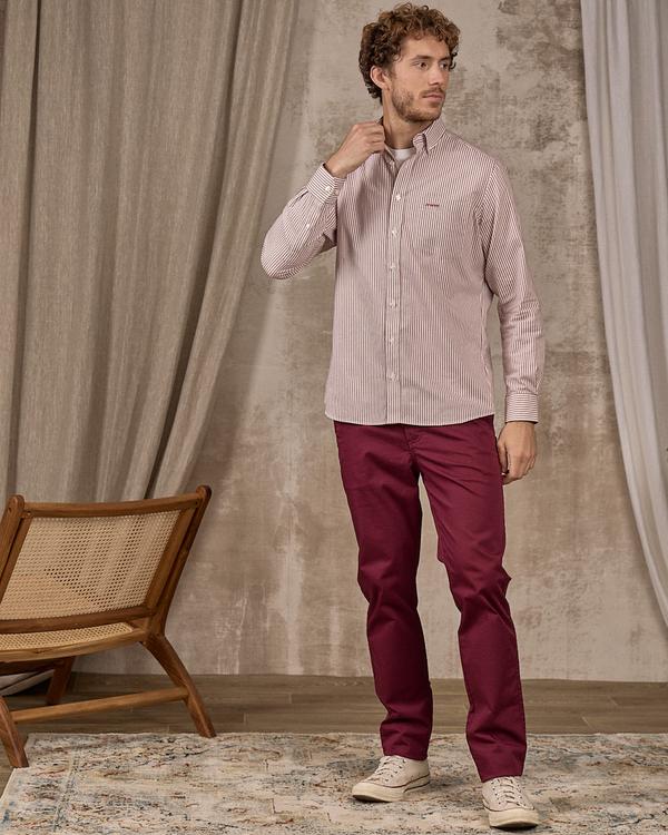 Chemise rayures verticales rouge