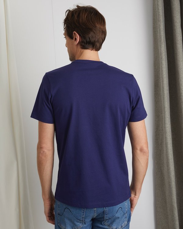 T-shirt bande poitrine fantaisie en coton bleu