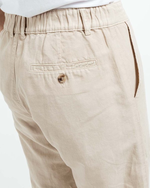 Pantalon lin et coton uni regular fit beige