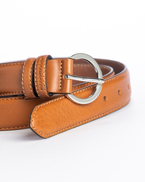 Ceinture unie 100% cuir boucle ronde