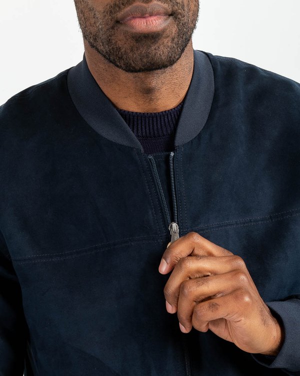 Blouson suédine col teddy regular fit bleu Blouson suédine col teddy regular fit bleu