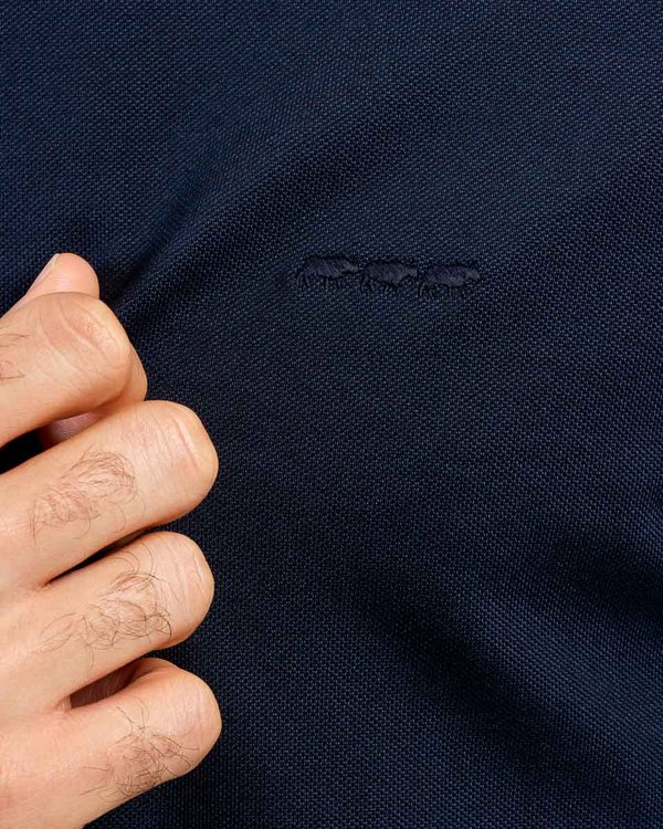 T-shirt col V uni à manches longues broderie trois vaches bleu T-shirt col V uni à manches longues broderie trois vaches bleu