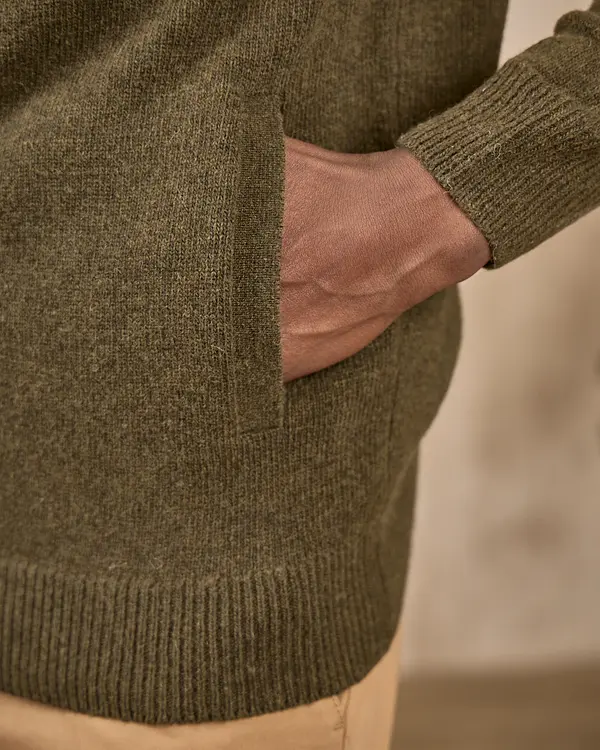 Cardigan zippé col montant vert Cardigan zippé col montant vert