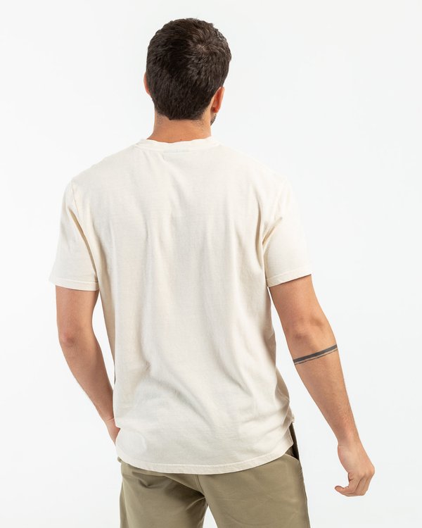 T-shirt uni col tunisien manches courtes coton et lin beige