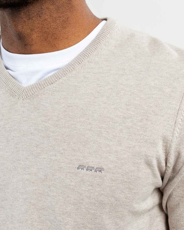 Pull Charlie col V coton Standard 100 by OEKO-TEX® beige Pull Charlie col V coton Standard 100 by OEKO-TEX® beige