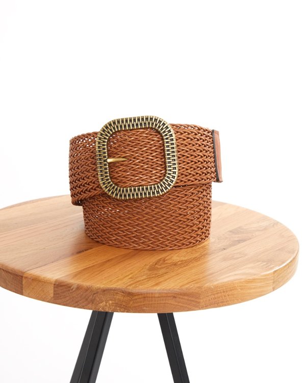 Ceinture tressée unie à boucle