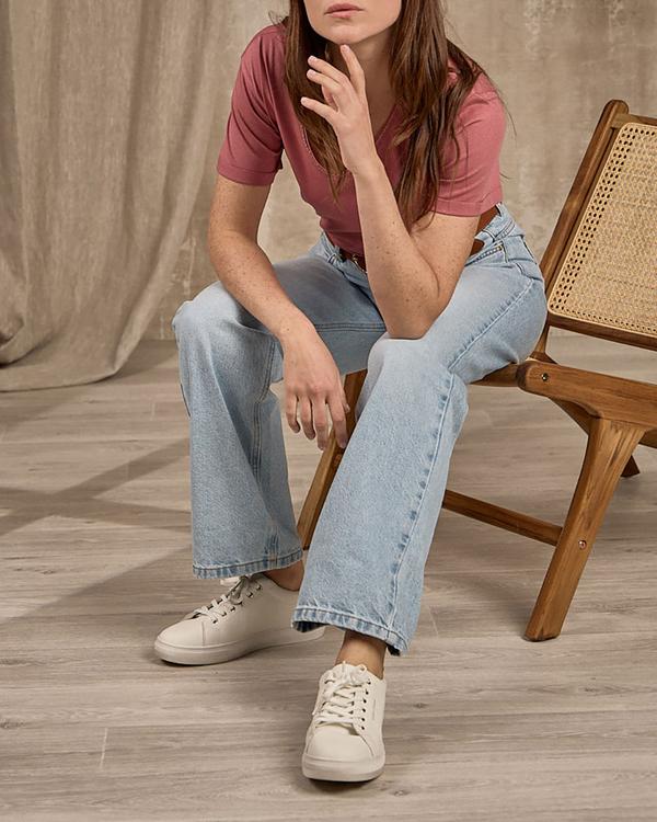 T-shirt col V lurex violet