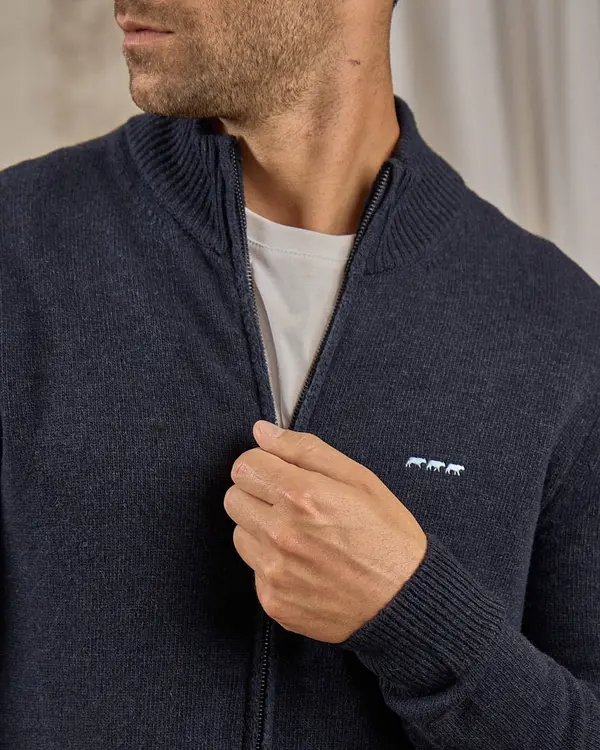 Cardigan à col camionneur bleu Cardigan à col camionneur bleu