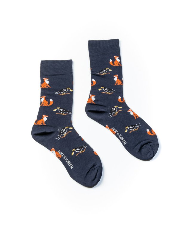 Chaussettes à motifs petits renards bleu