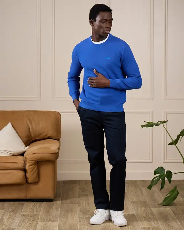 Pull nid d'abeille bleu