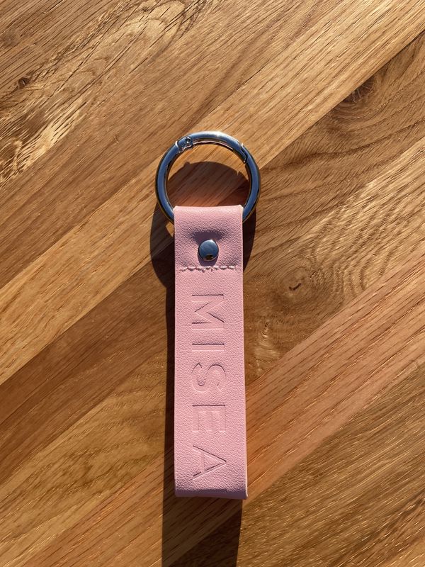 Porte-clés en simili cuir rose
