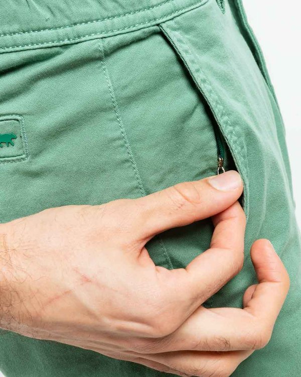 Bermuda chino uni taille élastique en coton vert Bermuda chino uni taille élastique en coton vert