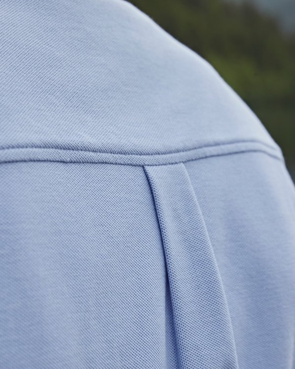 Chemise manches longues cintrée en coton piqué bleu