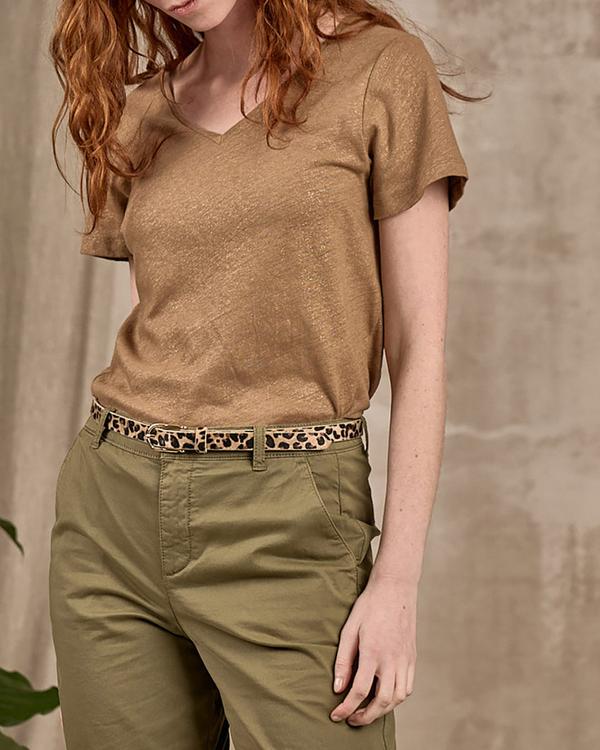 T-shirt col V beige