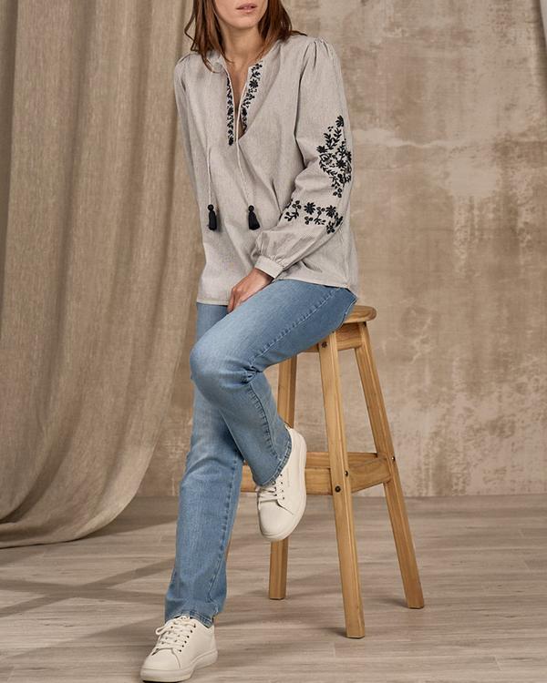 Chemise broderie Dakota bleu