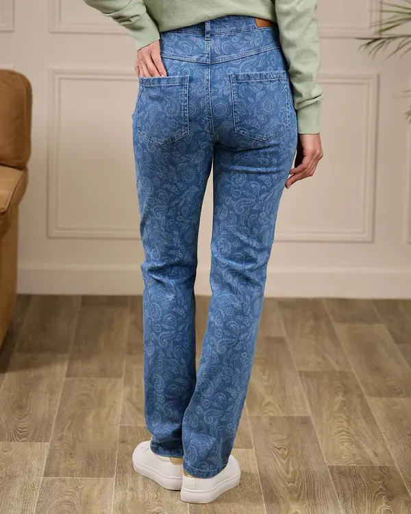 Jean imprimé confort bleu