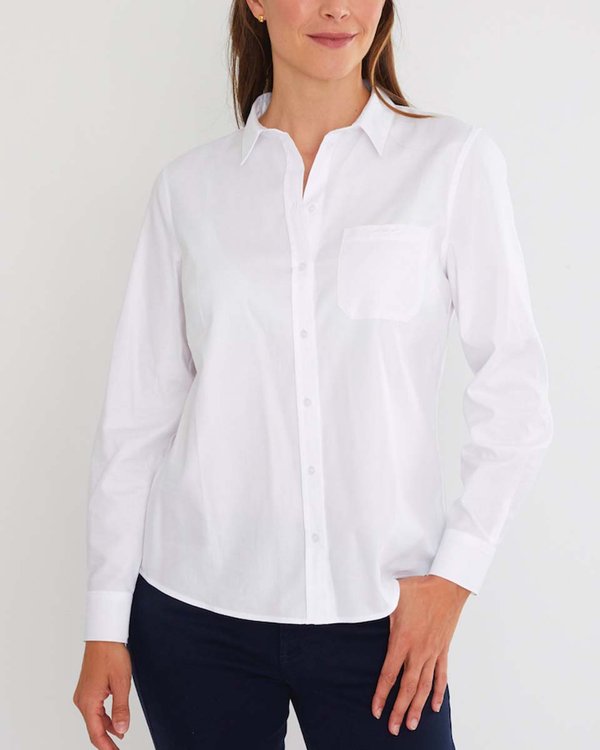 Chemise classique poche poitrine coton et elasthanne blanc Chemise classique poche poitrine coton et elasthanne blanc