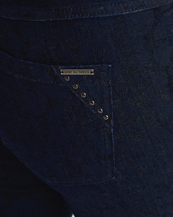 Jean imprimé ton sur ton en coton bleu Jean imprimé ton sur ton en coton bleu