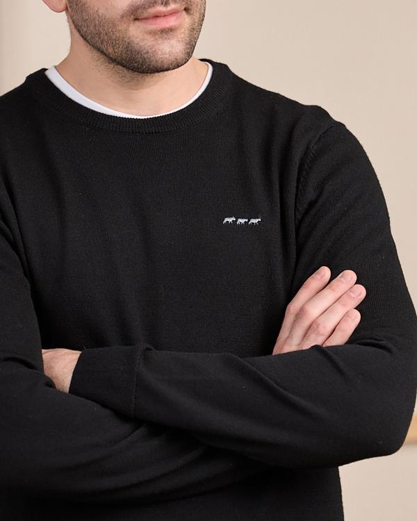 Pull col rond noir