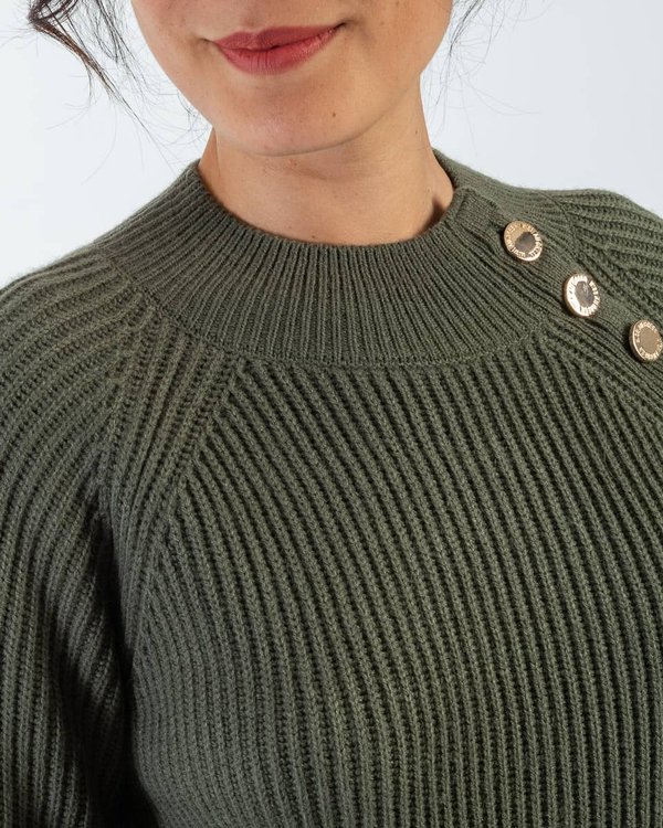Pull uni col montant c te anglaise manches longues 30 laine vert
