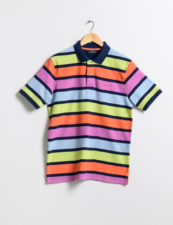 Polo rayures pastel regular fit en coton rose