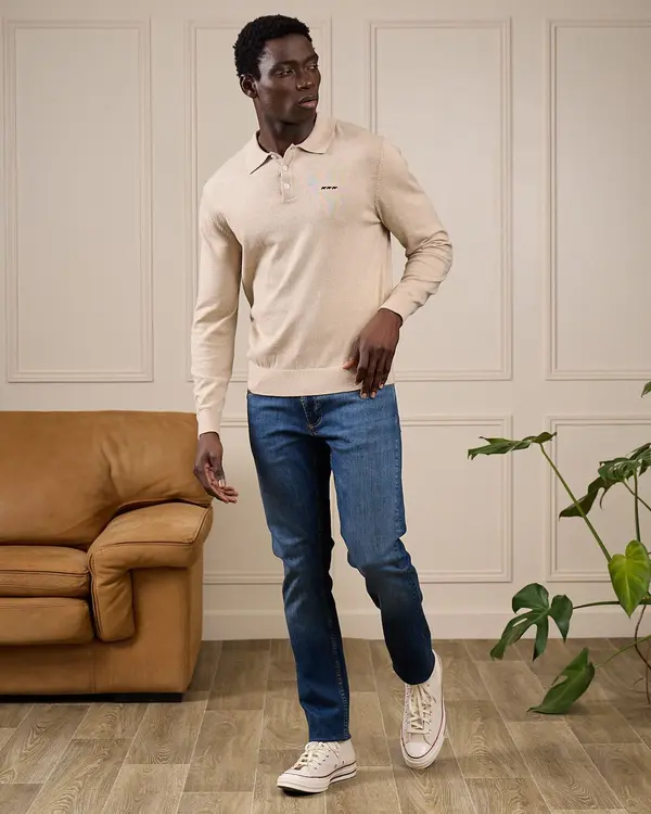 Pull col polo Gaspar beige