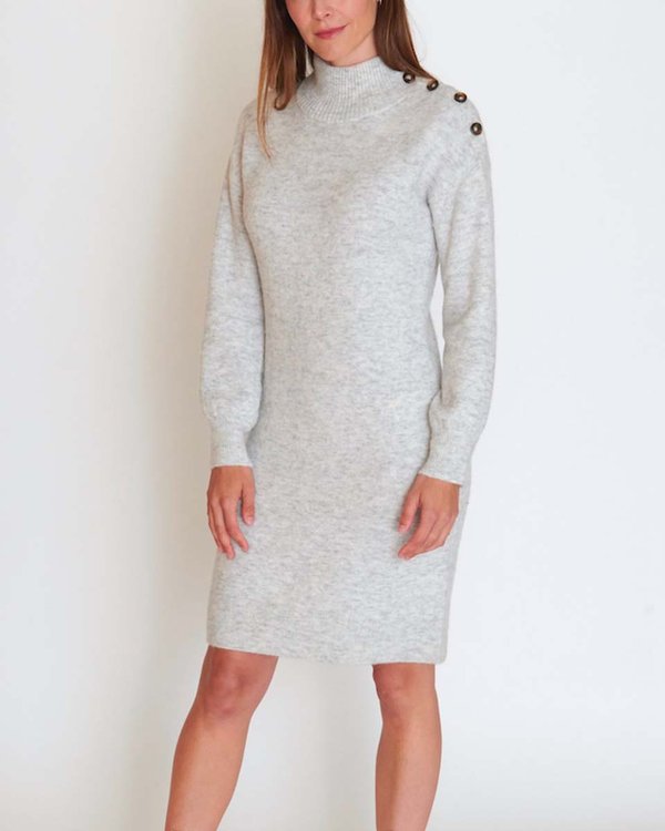 Robe pull col roulé boutonné en alpaga gris Robe pull col roulé boutonné en alpaga gris