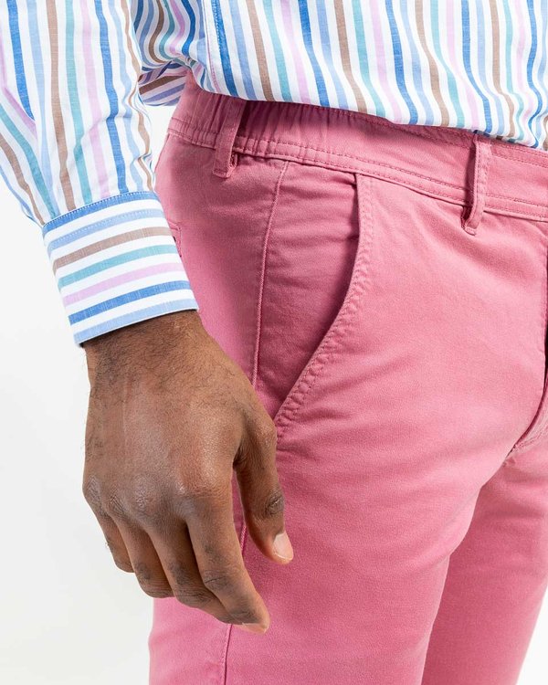 Pantalon chino Lucas uni taille élastique en coton Pantalon chino Lucas uni taille élastique en coton