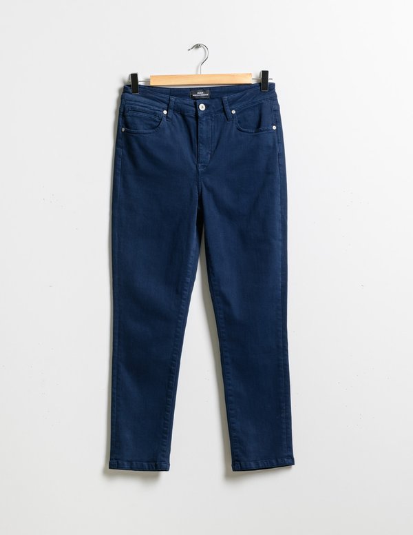 Pantacourt slim uni longueur 7/8 en coton bleu Pantacourt slim uni longueur 7/8 en coton bleu