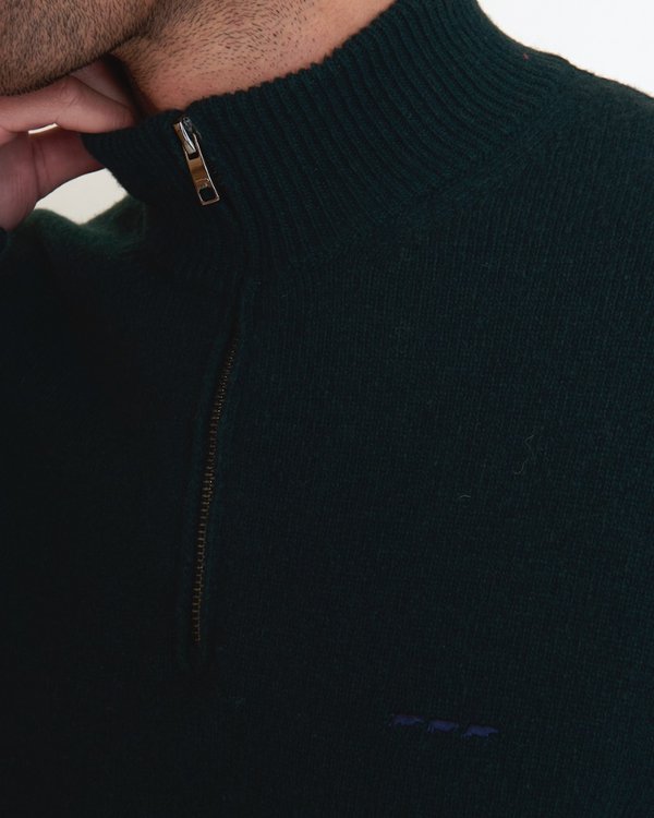 Pull col camionneur Gaston uni en fil italien 80% Laine vert Pull col camionneur Gaston uni en fil italien 80% Laine vert