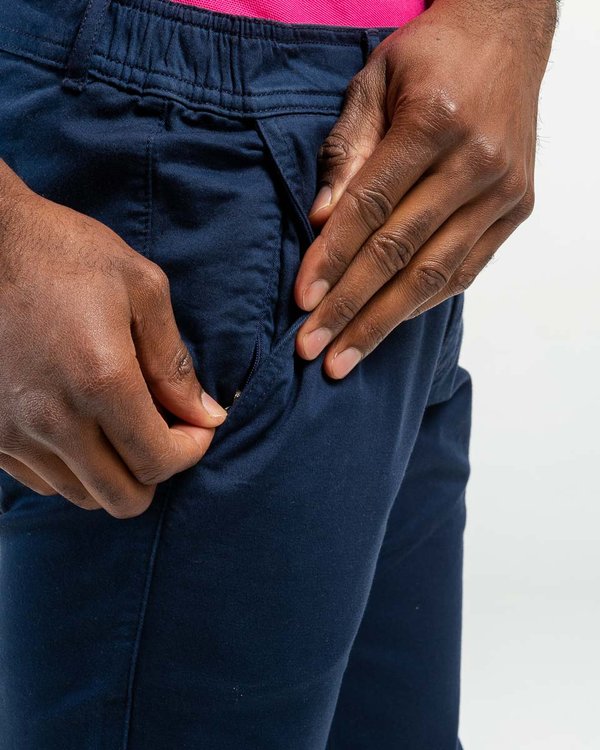 Pantalon chino Lucas taille élastique en coton bleu