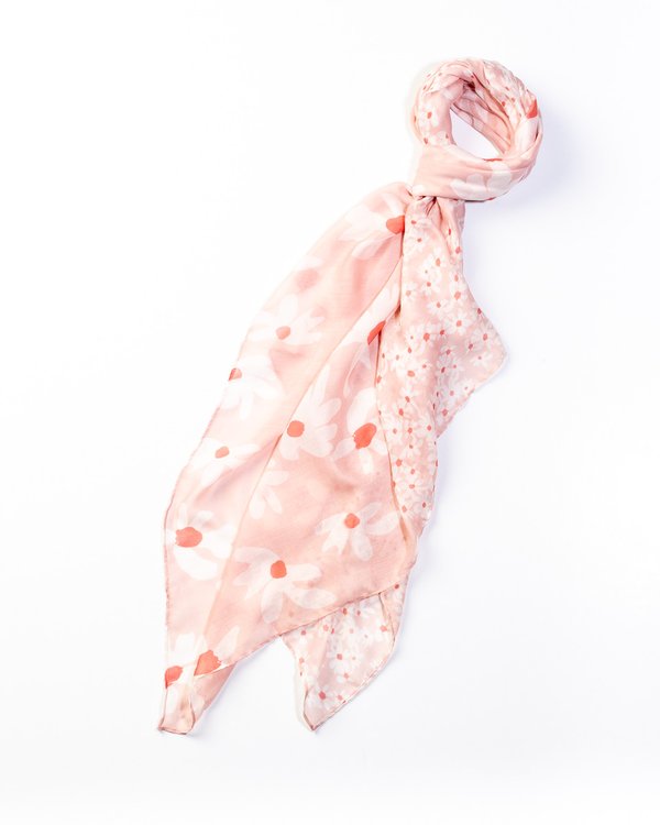 Chèche à motifs marguerites rose Chèche à motifs marguerites rose