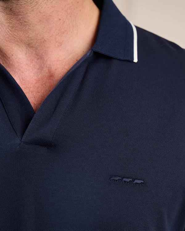 Polo sans bouton bleu