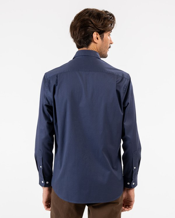Chemise manches longues gabardine toucher doux 100% coton bleu Chemise manches longues gabardine toucher doux 100% coton bleu