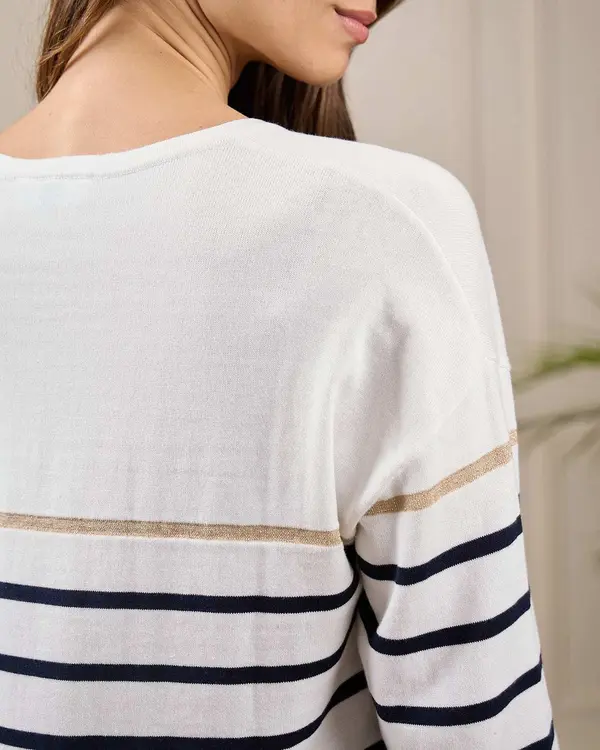 Pull marinière blanc