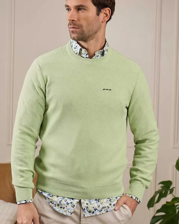 Pull nid d'abeille vert