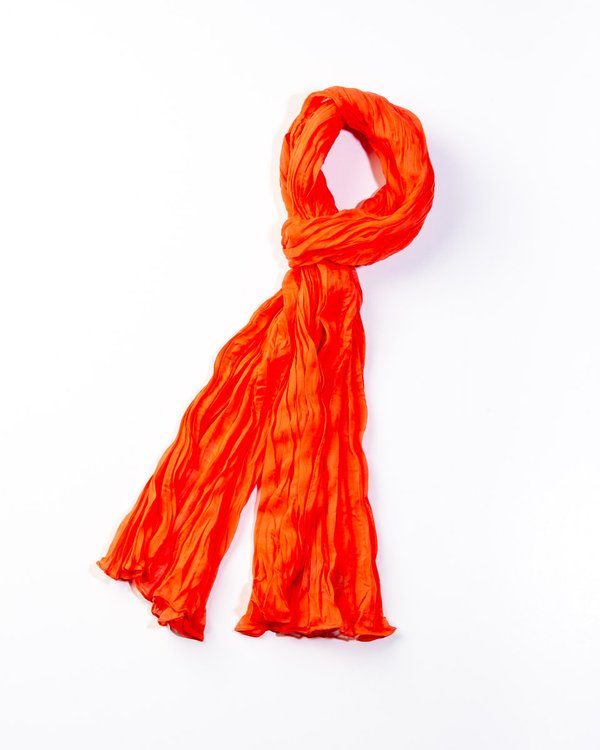 Chèche uni effet froissé en coton orange