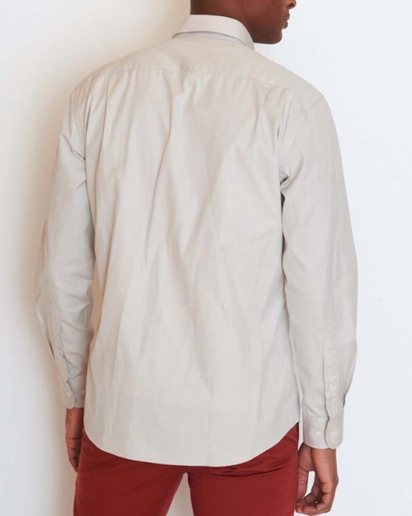 Chemise manches longues gabardine toucher doux 100% coton blanc Chemise manches longues gabardine toucher doux 100% coton blanc