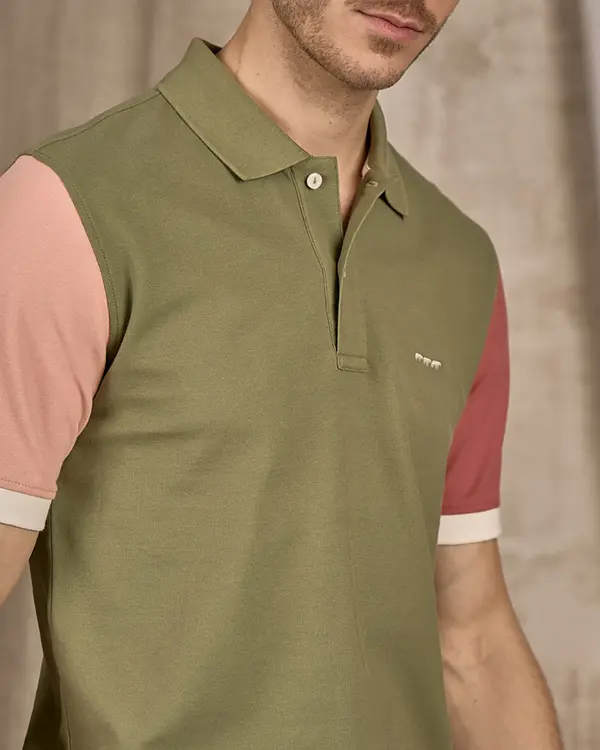 Polo color block vert