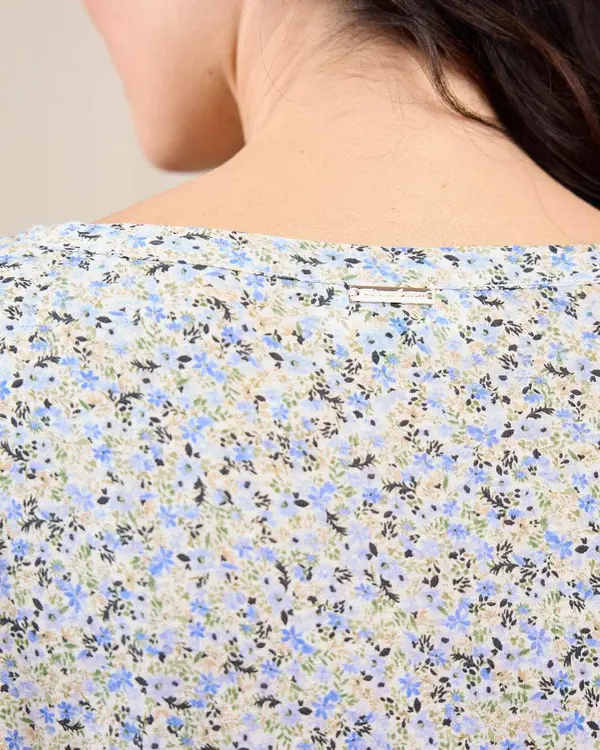 T-shirt lin et viscose bleu