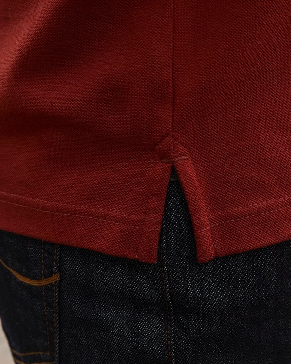 Polo manches longues col chemise à motifs marron