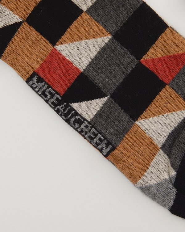 Chaussettes à carreaux multicolores en coton gris
