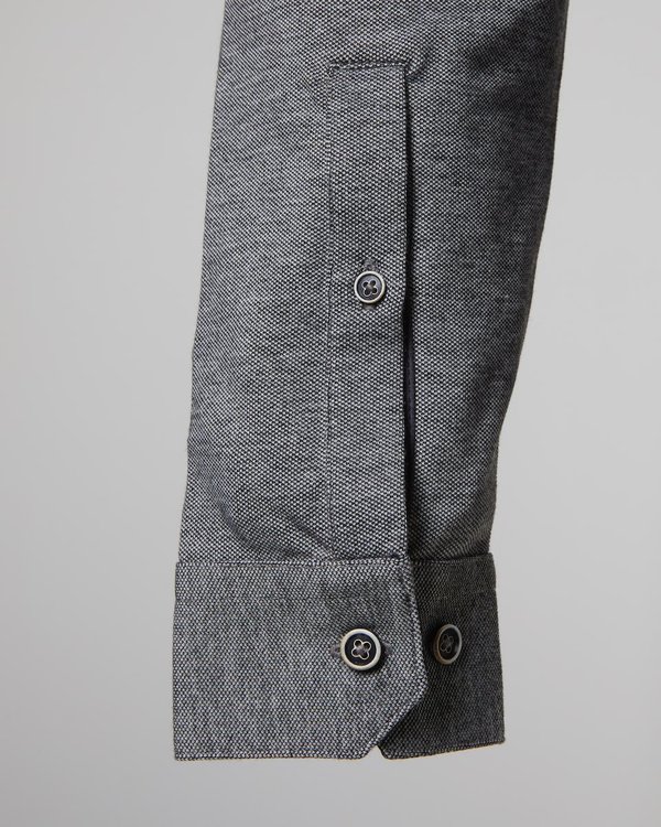 Polo modern fit manches longues col zippé uni en coton bleu