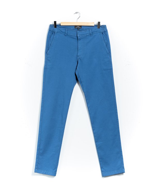 Pantalon chino Lucas uni taille élastique en coton bleu
