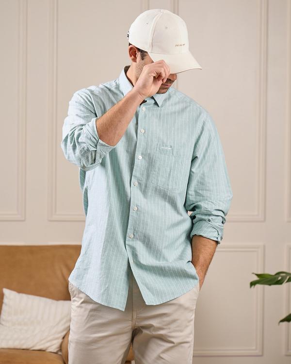 Chemise rayures fines vert