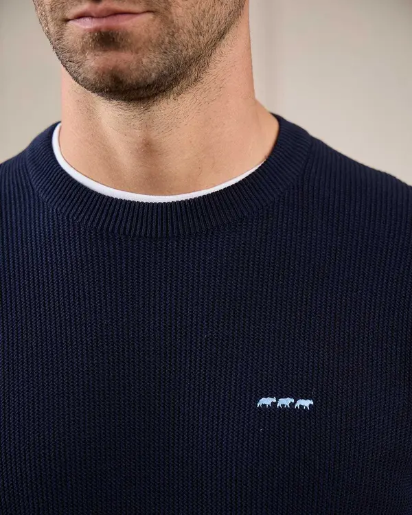 Pull nid d'abeille bleu