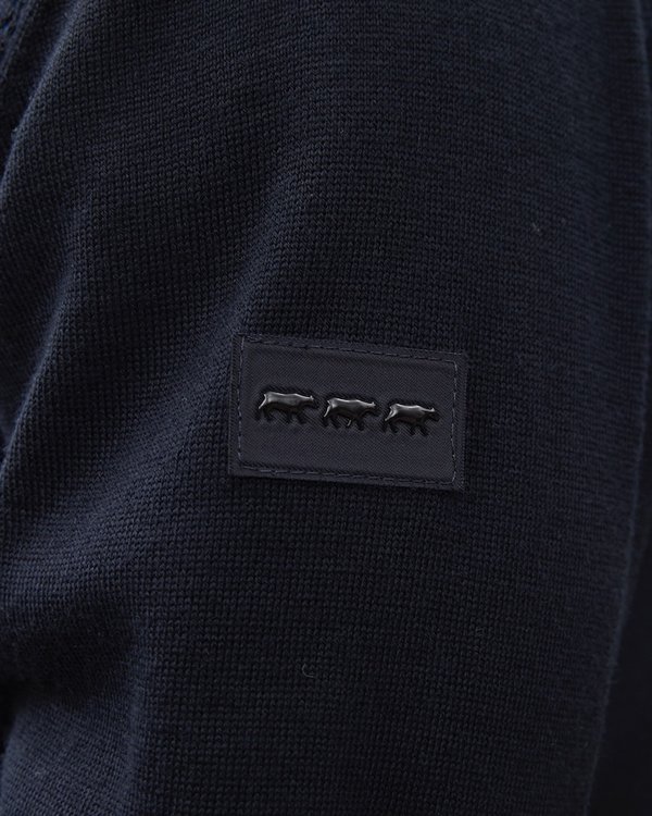 Cardigan manches longues maille vanisée 50% Mérinos bleu
